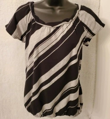 Blusa Charlotte Russe Feminina Tamanho M Média Cinza Listrada Preta - Imagem 1 de 4