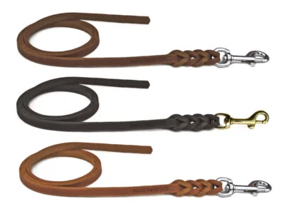 Fettlederleine Hundeleine 1m/1,35m/2,20m/3m Chrom oder Messing ohne Handschlaufe - Bild 1 von 4