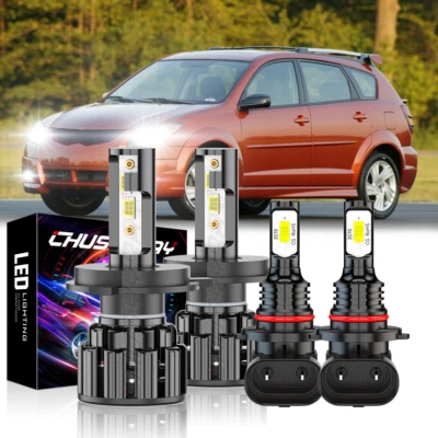 Para Pontiac Vibe 2003-2008 4x 6000K Faro LED Alto/Bajo + Kit Bombillas Antiniebla Foto 1 de 4