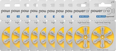 Batterie per apparecchi acustici 60x Varta Power One P10 PowerOne PR70 10 blister