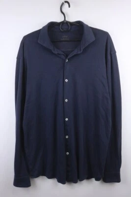 Altea Navy Cotton Loose Fit Superfine Soft Dark Wash Button Up Shirt Size 2XL - Image 1 of 4