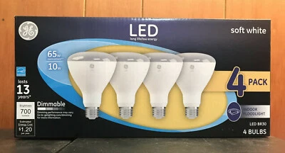 GE LED Light bulbs BR30 Dimmable Indoor Flood Lights 65W Soft White 4 Pack NEW! - Image 1 of 3