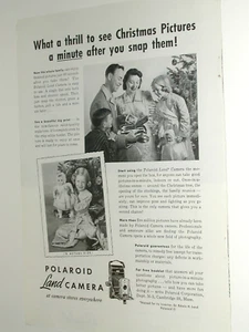 1949 POLAROID Land Cameras advertisement instant film Polaroid model 95 print ad - Bild 1 von 2