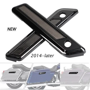 Smoke Reflectors Black Saddlebag Latch Covers For Harley Road King Glide 2014-UP - Picture 1 of 14