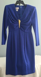 ROBE vintage femme RICHARD WARREN pure laine bleue taille 6 fabriquée aux USA - Photo 1/7