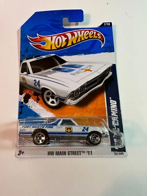 Hot Wheels 2011 HW Main Street #167 '68 El Camino White w/ 5SPs Fort Worth Fire - Image 1 of 4