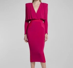 $599 Zhivago Women's Pink Rouge The Will Capelet Midi Dress Size 8 - Picture 1 of 5