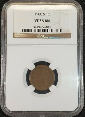 1908 S Indian Head Cent NGC VF35 BN 3415466-011 Exquisite Coin Rare - Image 1 of 4