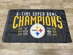 PITTSBURGH STEELERS FLAG 3'X5' Super Bowl Champions 2021 AFC NORTH Big Ben - Picture 1 of 3