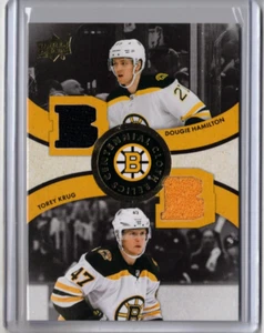 DOUGIE HAMILTON TOREY KRUG 23/24 2024 Bruins Centennial Cloth DUAL Relics Jersey - Picture 1 of 2