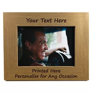 Personalised 7x5 Oak Wooden Photo Custom Frame Gift For Family Friends Men Women - Picture 1 of 9