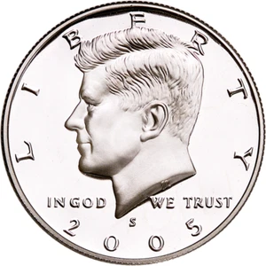 2005 -S Kennedy Half Dollar Gem DCAM Proof 90% Silber - Bild 1 von 2