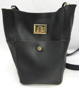 Steve Madden Black Pebbled Leather Purse Bag Gold Hardware Great Condition - Picture 1 of 10