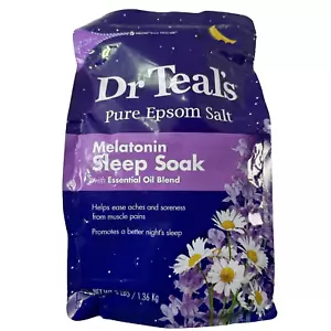 NEW DR TEALS - Melatonin Sleep Soak w/ Essential Oils Epsom Salt 3LB Reclose Bag - Picture 1 of 5