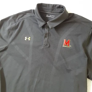 Under Armour UA Maryland Terrapins Polo Shirt Mens 3XL Black HeatGear Loose - Picture 1 of 8
