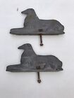 VINTAGE PAIR HURRICANE CAST WOLF HOUND COLLIE DOG GATE FENCE TOPPERS COOL PATINA