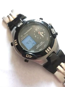 Vtg Charles Raymond Dual Time Digital Analog Men's Watch Stainless Damaged Band - Picture 1 of 9