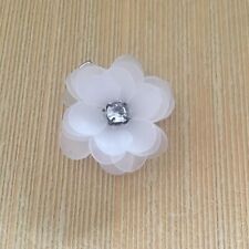 Opaque White Modern Flower Hair Clip with Sparkly Rhinestone in the Center