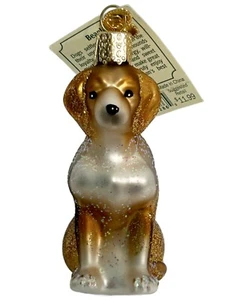 OWC Viejo Mundo Navidad Beagle Adorno Cachorro Perro Vidrio Soplado a Mano 2009 Nuevo con Etiquetas - Imagen 1 de 11