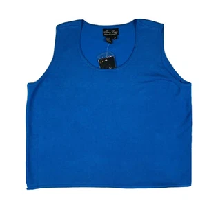 Terry Lewis Plus Sz 2X Blouse Sleeveless Blue Tank NWT Rayon Stretch Scoop Neck - Picture 1 of 4