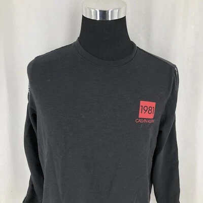Calvin Klein 1981 Negro Ropa de Dormir Sudadera Suéter Manga Deletreada Mediana Foto 1 de 4