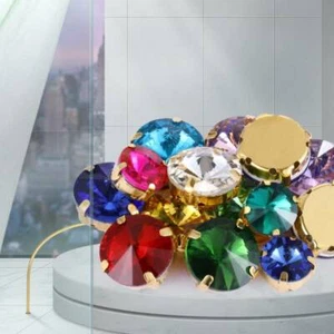8~16mm Mixed Colors Glass Crystal Rhinestones Sew On Flatback Claw Craft Beads - Picture 1 of 6