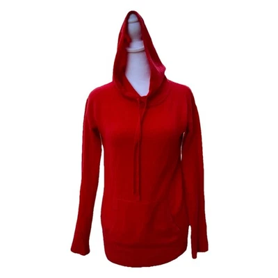 Sudadera con Capucha Roja J.CREW Mujer Cachemira Italiana Cremallera Completa XS Silenciosa Lujo Bolsillo Canguro Foto 1 de 4