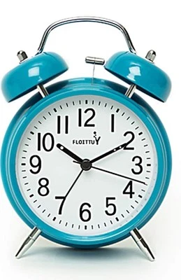 Loud Alarm for Deep Sleepers) 4'' Twin Bell Alarm Clock with Backlight- Blue - Image 1 of 4