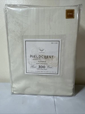 King Fieldcrest Classic Solid Cream Bedskirt 300 Thread Count Pima Cotton - Image 1 of 3