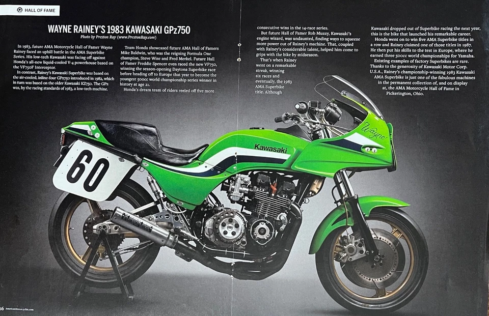 1983 Kawasaki GPz750 2-page AMA Hall of Fame centerfold for framing 11x17 - Image 1 of 1