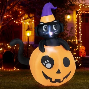 Combo decoración inflable de calabaza y gato Hivvago Halloween patio 5 pies - Imagen 1 de 3