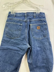 Carhartt B172 DST Flannel Lined Relaxed Fit Jeans Blue Denim Workwear Size 32x32 - Picture 1 of 13