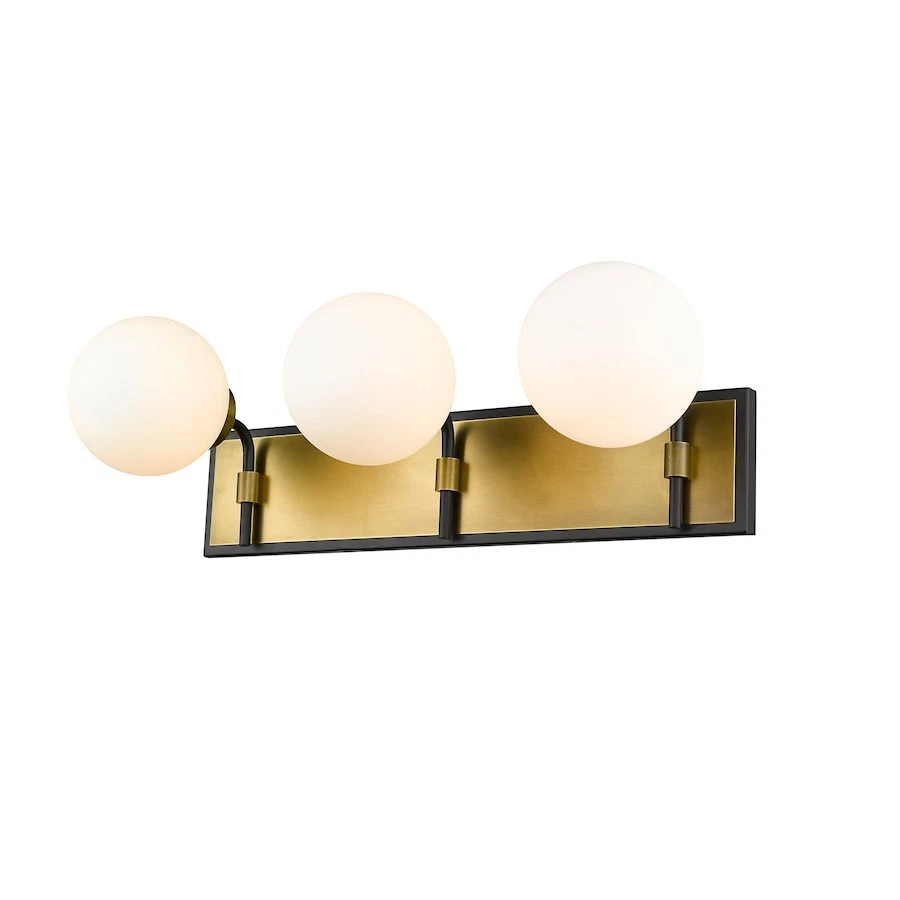 Z-Lite Parsons 3 Light Vanity, Matte Black/Olde Brass, Opal - 477-3V-MB-OBR - Image 1 of 1