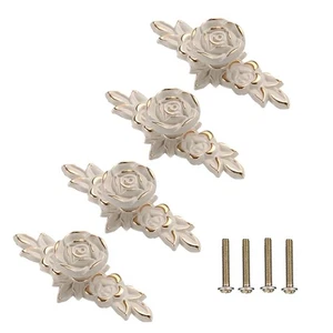 4 Boutons de Meuble Euro Roses Avec Plaque , PoignéEs de Tirage de T3739 - Bild 1 von 6