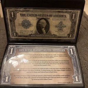 1923 $1 ONE DOLLAR “HORSE BLANKET” SILVER CERTIFICATE LARGE SIZE NOTE Blue Seal - Picture 1 of 9