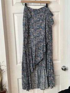 Women's Sonoma 3X Blue Multicolor Floral Multi Ruffle Tiers Elastic Waist Skirt - Picture 1 of 19