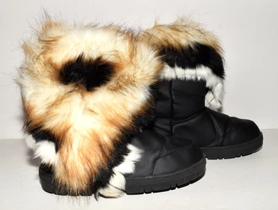 Holly Black Quilted Multicolor Faux Fur Trim Winter Snow Ankle Boots Womens 9 - Image 1 of 4