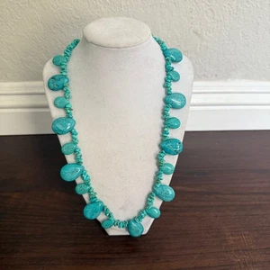 Collar Hecho a Mano Plata Lágrima Turquesa Azul Natural Pera - Imagen 1 de 5