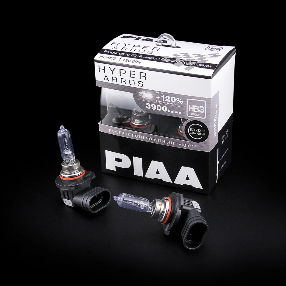 PIAA Hyper Arros HB3 High Performance Halogen Bulbs 3900k Brilliant White PAIR H - Image 1 of 1