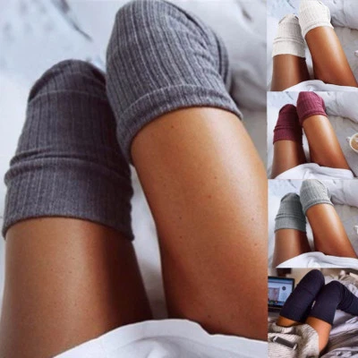 Damen Overknee Strümpfe Strick Langsocke Stulpen Socken Winter Stiefel Stockings - Bild 1 von 4