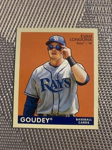 2009 cubierta superior Goudey Evan Longoria azul trasero mini rara tarjeta Tampa Bay Rays #184 - Imagen 1 de 10