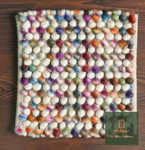 Colorful Handwoven Chunky Multi Blend Felted Wool Area Rug-Funky Decor Rug - Picture 1 of 5