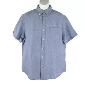 J. Camicia Crew manica corta Baird McNutt lino irlandese uomo grande blu nuova con etichetta TP-3117 - Foto 1 di 12