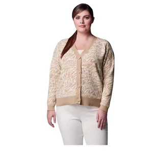 Simply Vera Wang Womens Tan V Neck Knit Button Cardigan Sweater Plus Sz XXL NWT - Picture 1 of 8