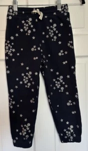 Crewcuts fleece Silver Foil Star Glitter Navy Joggers sweatpants girls 6 - Picture 1 of 3