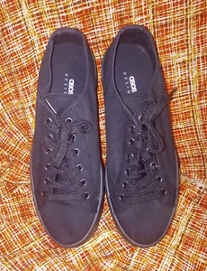 Schwarze Plateau Sneaker Oxford-Schuhe Damen 8 Herren 6 - Bild 1 von 10