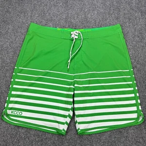 Chive Board Shorts Mens 38 Green KCCO Trunks Swim Flexible Back Zip Pocket - Picture 1 of 14