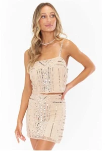 SHOW ME YOUR MUMU Pearly Skirt Set Tank & Skirt Size S Party Festival Prom Bling - Picture 1 of 13