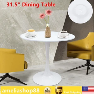 Round Tulip Pedestal Dining Table Mid-Century Modern Coffee Leisure Table White - Picture 1 of 12