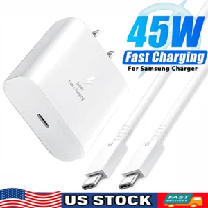 45W USB Type C Super Fast Wall PD Charger Cable For Samsung Galaxy S24 S23 Ultra - Picture 1 of 16